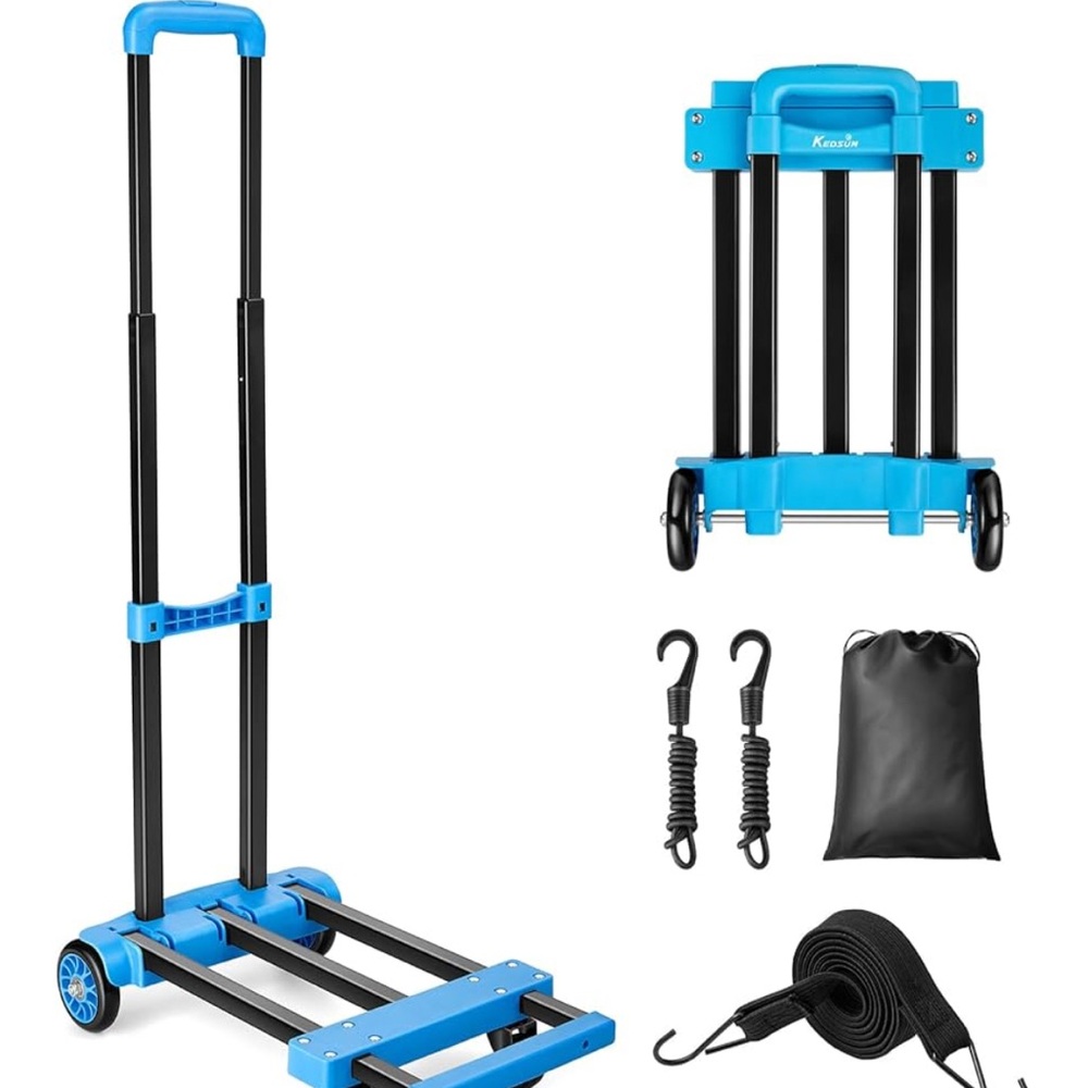 Blue Folding Hand Truck, utility cart, dolly